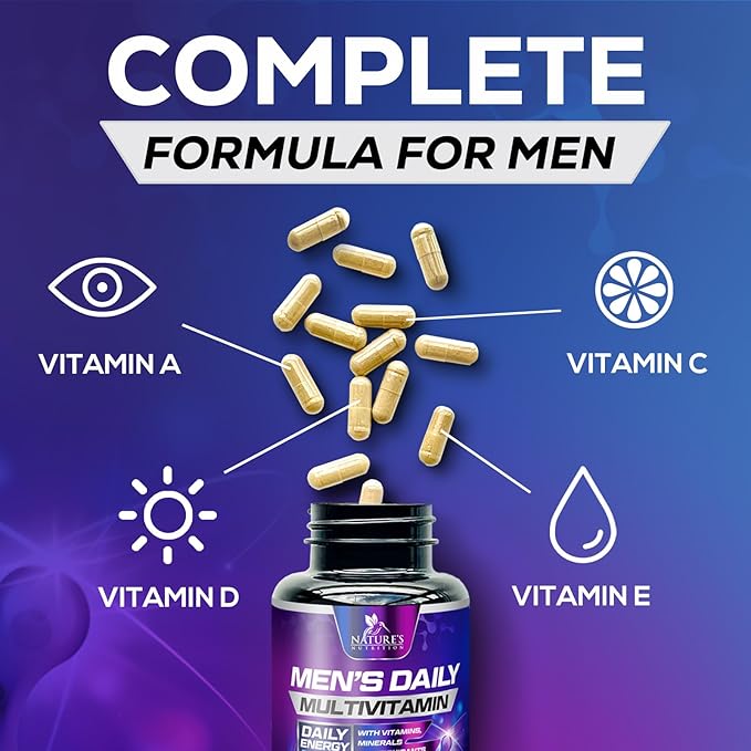 Multivitamin for Men - Mens Multivitamins for Daily Nutritional Support, Men's Multivitamin with Vitamin A, C, D, E, B12, Zinc & More, Immune Health & Energy Support Vitamins Supplement - 120 Capsules