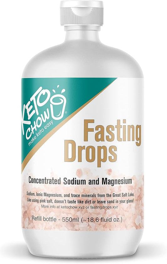 Keto Chow Fasting Drops | Sodium and Ionic Magnesium Fasting Supplement | Intermittent Fasting Mineral Supplements | Electrolyte Replenisher | (550ml/18.6 Bottle)