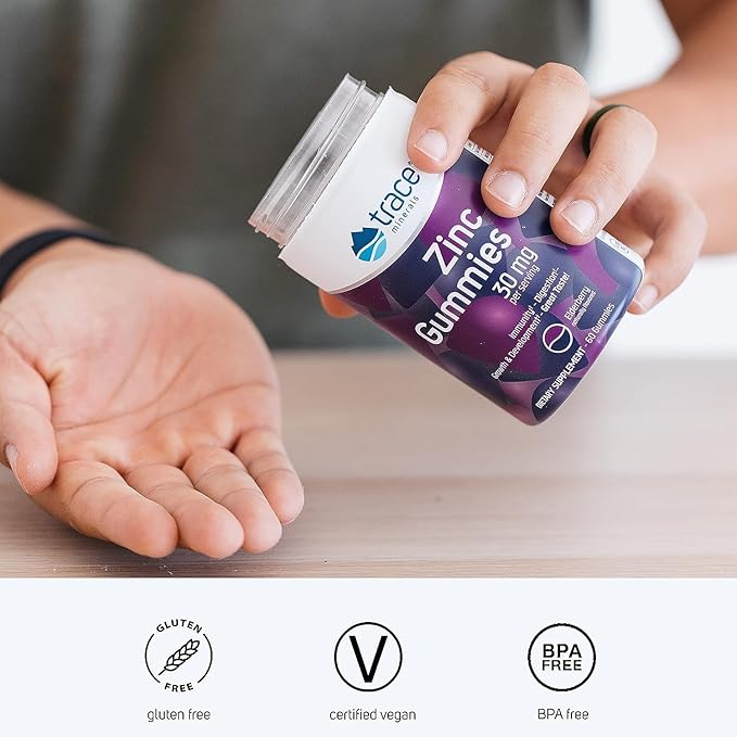 Trace Minerals Zinc Gummies - Chewable Zinc Supplement with Elderberry - Supports Immune System Health - Supplement to Aid Healthy Digestion & Development - Elderberry, 60 Gummies (30 Servings)