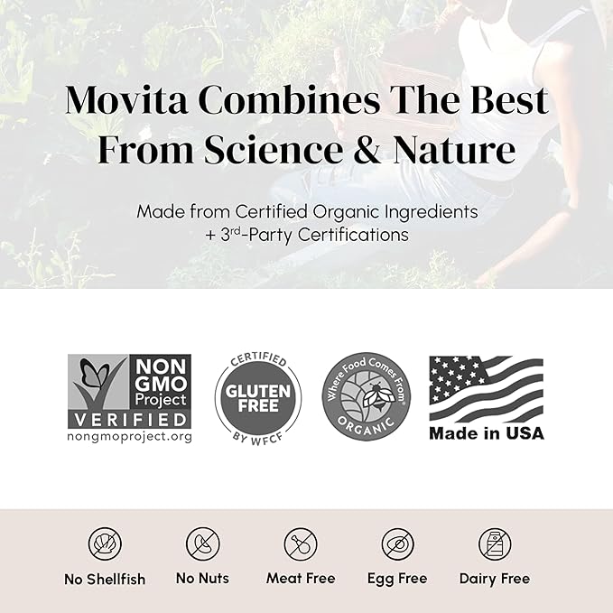 Movita Prenatal Multivitamin – Organic Fermented Whole Foods for Healthy Pregnancy, Fetal Development & Postnatal Support – Vegan, Gluten-Free, Non-GMO, 30-Day Supply (Glass Bottle)