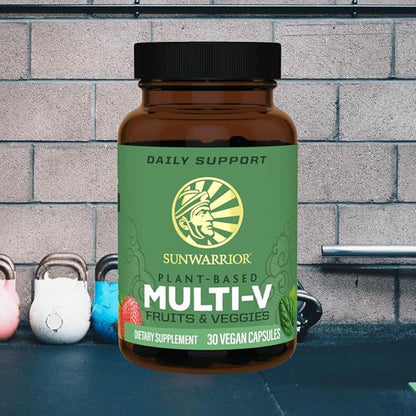 Sunwarrior Multivitamin for Men & Women from Fruit Vegetables & Whole Foods Multivitamins Vitamin D Vitamin C Vitamin E Vitamin B Complex Vegan Plant Based Gluten Free Raw | Multi V 30 Capsules