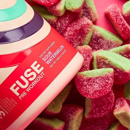 Podium Nutrition, Fuse Pre Workout Powder, Sour Watermelon, 30 Servings, Beta Alanine and Caffeine for Energy, Gluten Free, Soy Free, Dairy Free