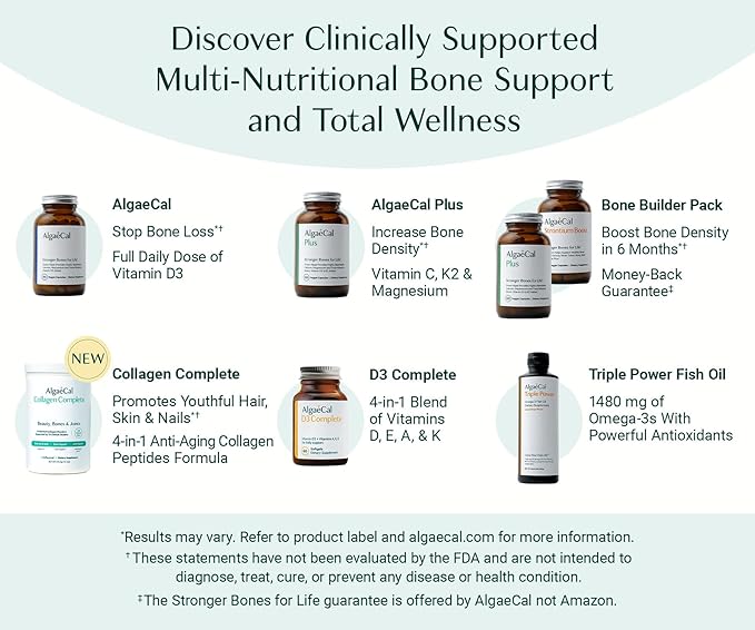 ALGAECAL Hydrolyzed Collagen Complete - Anti-Aging Collagen Powder with Clinically-Supported Beauty Collagen, Patented Formulation Verisol, Fortibone & Fortigel, Multi Collagen Peptides, 3 Packs