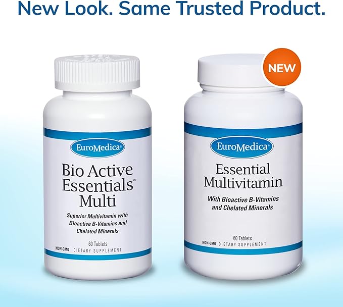 Euromedica Essential Multivitamin - Dietary Supplement to Aid Bone, Cardiovascular & Immune Health - Supplement with Chelated Minerals - Supplement with B-Vitamins & Vitamin C - 60 Tablets