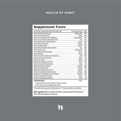 Health by Habit Mens Multi Supplement (60 Capsules) - 23 Essential Vitamins and Minerals, Supports General Health & Wellness, Non-GMO, Sugar Free (1 Pack)