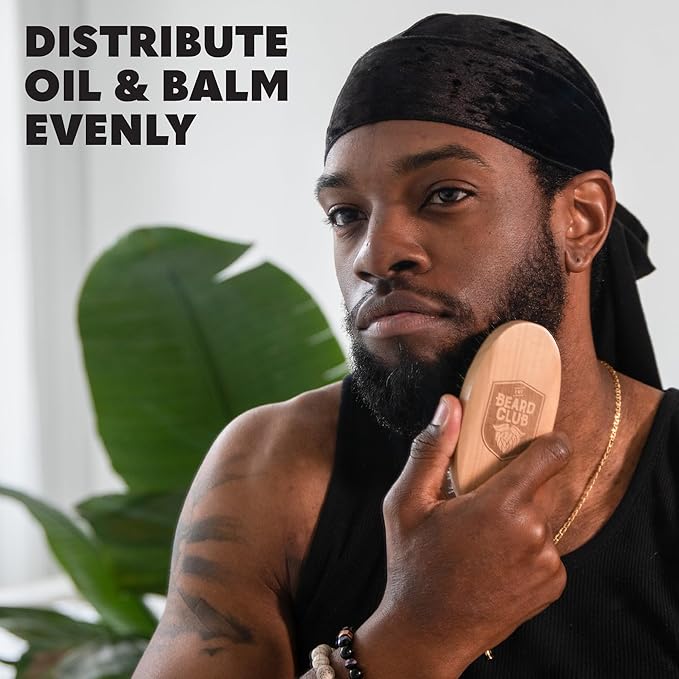 Beard Club Men's Boar Bristle Brush - Birchwood Grooming Tool for Styling, Taming and Healthy Beard Growth