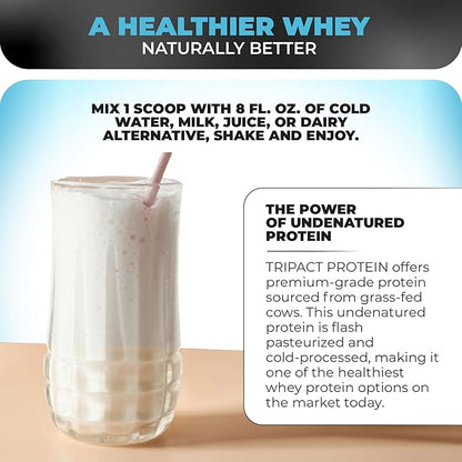 Nutrology TRIPACT Protein Powder, Vanilla Latte Cinnamon Flavor, 7-in-1 Meal Replacement Shake with Grass Fed Whey Protein Powder, Pea Protein Powder, Greens, Probiotics & BCAAs, 40 Servings