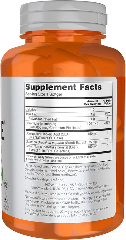 NOW Foods Sports Nutrition, CLA Extreme™ (Conjugated Linoleic Acid) With Guarana & Green Tea, 90 Softgels