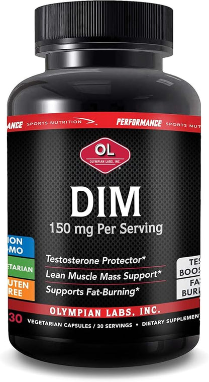 Olympian Labs DIM 150mg - DIM Diindolylmethane Supplement Capsules Supporting Hormone Balance, Clear Skin, PCOS, & Aid in Fitness Regimes - 30 Capsules (30 Day Supply)