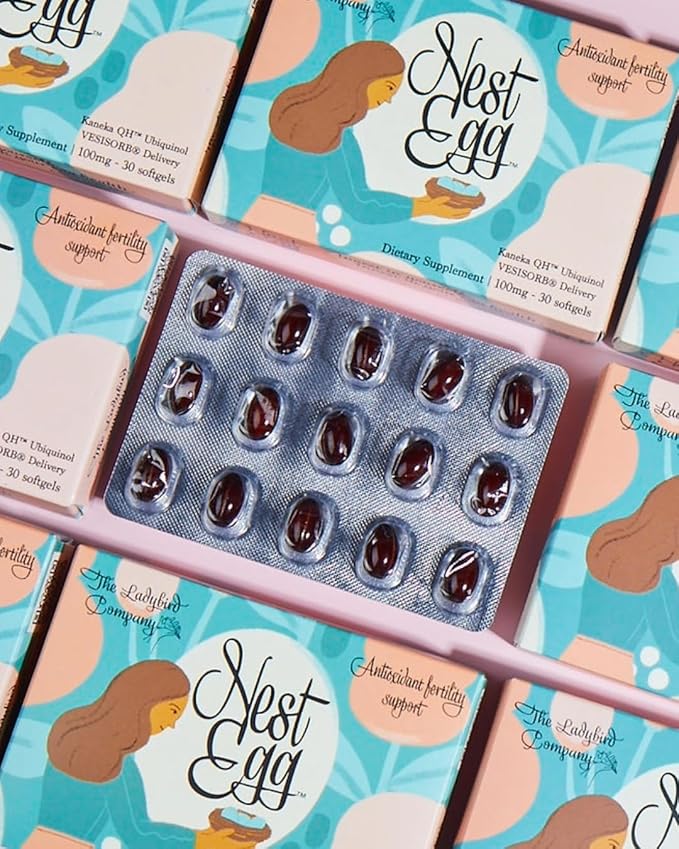 Nest Egg Ubiquinol CoQ10 100mg - Premium CoQ10 Fertility Supplement for Women - Made in USA - 3rd Party Tested - Once Daily Softgels (30 Count)