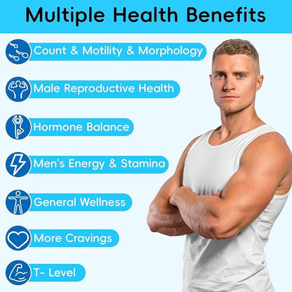 Male Fertility Supplements, Advanced Fertility Supplement for Men Optimal Sperm Count Motility & T-Level with Maca Root, Tribulus Terrestris, Zinc, CoQ10, Pre Conception for Him, 270 Caps