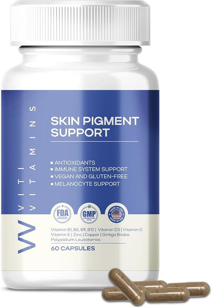 Skin Pigment Support | Polypodium Leucotomos Supplement | Antioxidant & Immune Support | Works Faster Than Vitiligo Cream | Skin Health & Pigmentation Support for Women & Men | 60 Caps