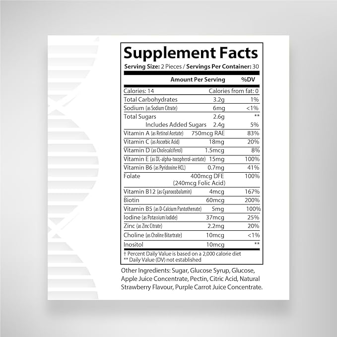 Multivitamin Gummies for Adults, Vitamins A, C, D, E, B6 and B12, Support Energy, Immunity, Metabolism & Muscle Function 60 Gummies Natural Strawberry & Apple Flavor - Non-GMO, Gluten Free