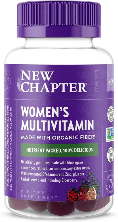 New Chapter Women’s Multivitamin Gummies - 66% Less Sugar, Women’s Gummy Vitamins with Vitamin C, D3 & Zinc, Non-GMO, Gluten Free, Berry-Citrus, 75ct