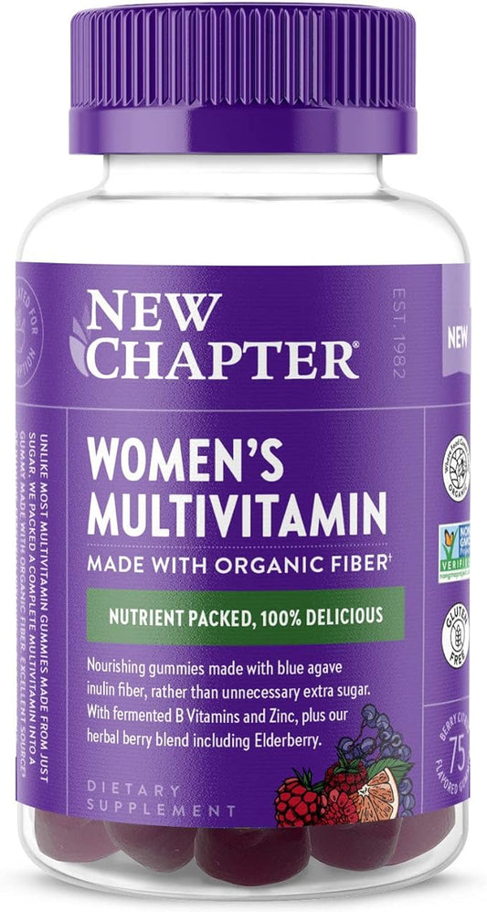 New Chapter Women’s Multivitamin Gummies - 66% Less Sugar, Women’s Gummy Vitamins with Vitamin C, D3 & Zinc, Non-GMO, Gluten Free, Berry-Citrus, 75ct