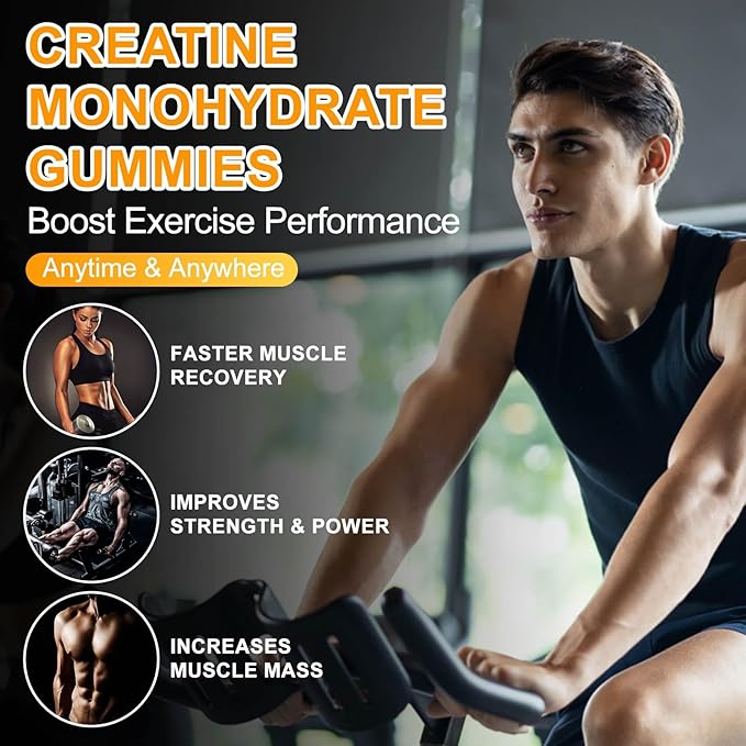 Creatine Monohydrate Gummies 5600mg for Men & Women, 120 CT Chewable Creatine Gummies for Muscle Support, Energy Boost, 5.6g of Creatine Monohydrate per Serving - Sugar Free, Vegan (Mango Flavor)