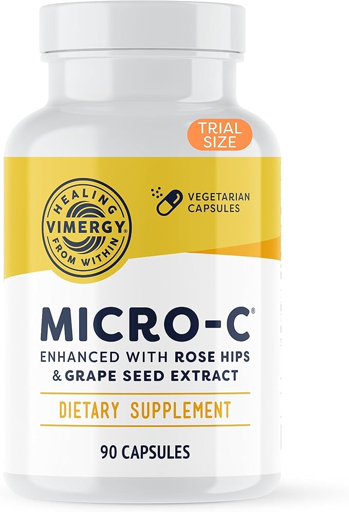 Vimergy Micro-C ®, Trial Size - 90 Servings – 500mg All-Natural Buffered Vitamin C Capsules with Rose HIPS, Rutin, Grape Seed & Acerola Fruit Extract - Supports a Healthy Immune System & Skin Health