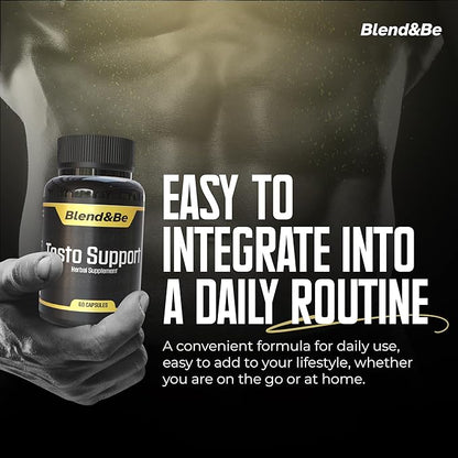 Blend&Be Testo Support | All-in-ONE Herbal Dietary Supplement | Tongkat Ali, Fenugreek, Ginseng, Maca, Ashwagandha, Spirulina Tribulus,Black Seed and Cinnamon.+ ★Free E-Book ★