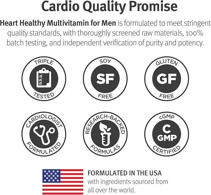 Dr. Sinatra Heart Healthy Multivitamin for Men with Vitamin D 1000 IU, A, B12, C, E, and Zinc, 90 Tablets (30-Day Supply)