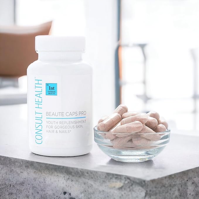 Consult Health Beaute Caps Pro - Collagen Supplement - Biotin 10,500mcg, MSM, Blood Orange for Skin, Hair, Nails Health - Collagen Vitamins - Anti-Aging, USA Made