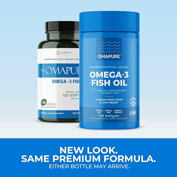 Fish Oil Supplements with Omega 3 Fatty Acids (5 Bottle, 120 Softgels) - High EPA, DHA, & IFOS Fish Oil Pills Support Heart & Joint Health - Burpless Fish Oil Promotes Brain Function