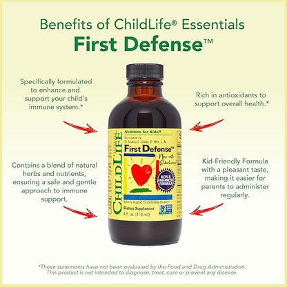 CHILDLIFE ESSENTIALS Immune Support 3-Pack - Liquid Vitamin C, First Defense, and Zinc - Immune Boosting Supplements for Infants, Toddlers, and Kids