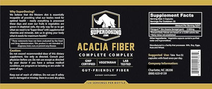 Fast Acting, Organic Acacia Senegal Fiber Capsules 600pk. Natural Soluble Fiber Supplement Pill. Vegan Prebiotic Capsules.