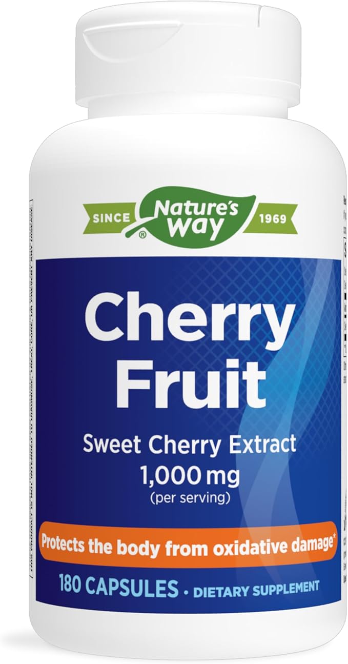 Nature's Way Cherry Fruit, Sweet Cherry Extract, Supports Antioxidant Pathways*, 1,000 mg Per Serving, 180 Capsules