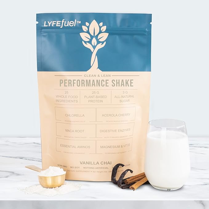 Vegan Protein Shake by LyfeFuel | Plant-Based Protein Powder with BCAA, Greens & Superfoods for Sports Performance, Recovery & Lean Muscle Building | Clean Whey Protein Powder (Vanilla, 24 Servings)