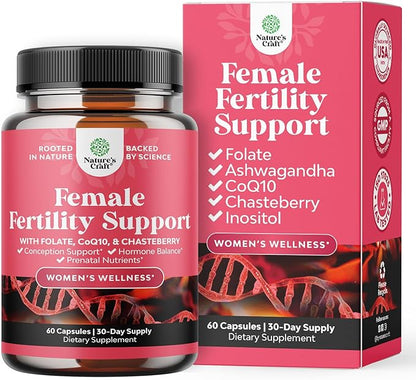 Fertility Supplement for Women with Prenatal Multivitamins - Female Fertility Support with Prenatal Choline Inositol Folate Chasteberry and CoQ10 Fertility Blend for Women to Promote Faster Conception