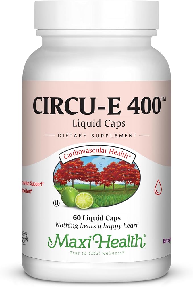 Maxi Health Circu-E 400 IU - Natural Vitamin E - Body's Defense System Support - 60 Capsules - Kosher