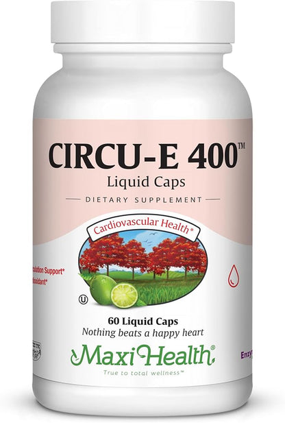 Maxi Health Circu-E 400 IU - Natural Vitamin E - Body's Defense System Support - 60 Capsules - Kosher