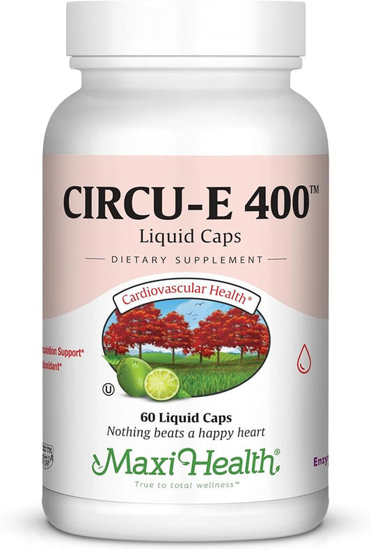 Maxi Health Circu-E 400 IU - Natural Vitamin E - Body's Defense System Support - 60 Capsules - Kosher