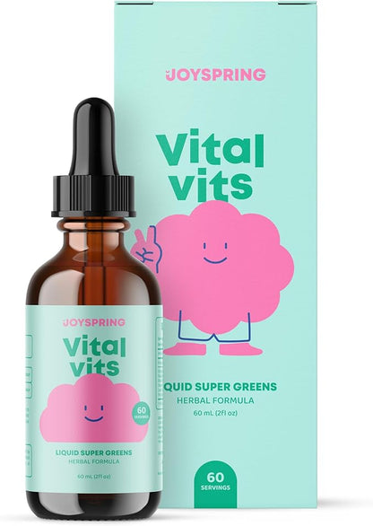 JoySpring Vital Vits - Kids Liquid Multivitamin - 2 fl oz (60 Servings) | Herbal Liquid Vitamins for Kids | Natural Flavor | Toddler Liquid Multivitamin for Kids with Elderberry, Spirulina, and More