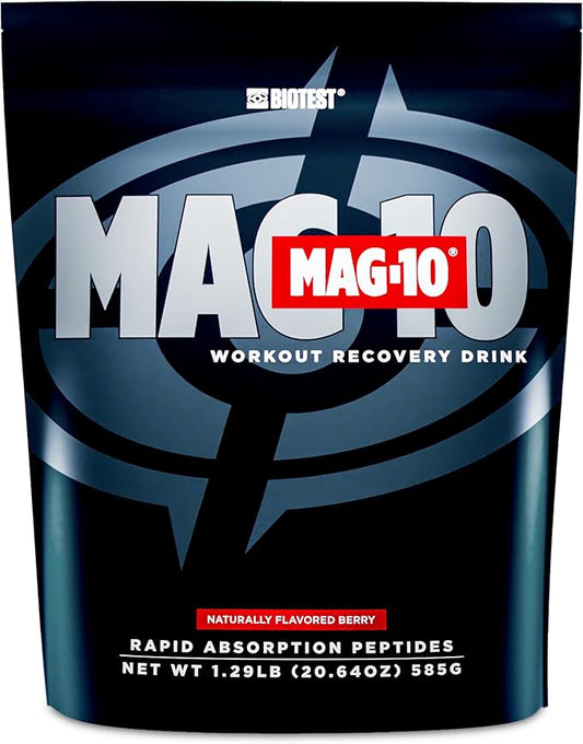 MAG-10 Recovery Drink Mix - Fast-Absorbing Peptides & Cluster Dextrin for Muscle Gains, Quick Recovery & Peak Performance - 15 Servings, Berry (1.29 lb)