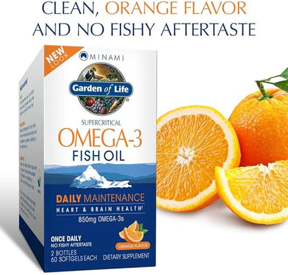 Garden of Life EPA/DHA Omega 3 Fish Oil - Minami Natural Brain Function, Heart and Mood Supplement, 120 Count
