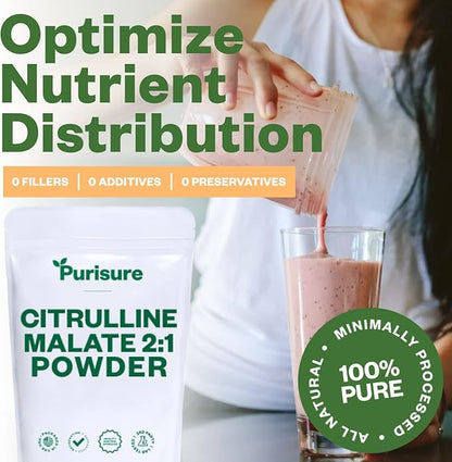 Citrulline Malate 2:1 Powder, 1 kg, Citrulline Supplement and Citrulline Nitrate for Strength Performance and Energy, Pre-Workout L Arginine L Citrulline Supplement Powder, 334 Servings