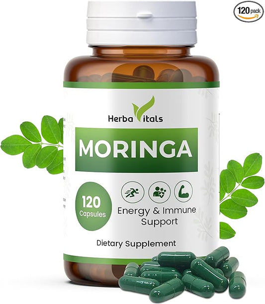 Moringa Capsules Supplement 500 mg/ 120 Count-Moringa Powder Organic | Moringa Pure Capsules Organic for Immune System, Moringa Organic Capsules for Energy - Moringa Leaf Powder Supplement -Lab Tested