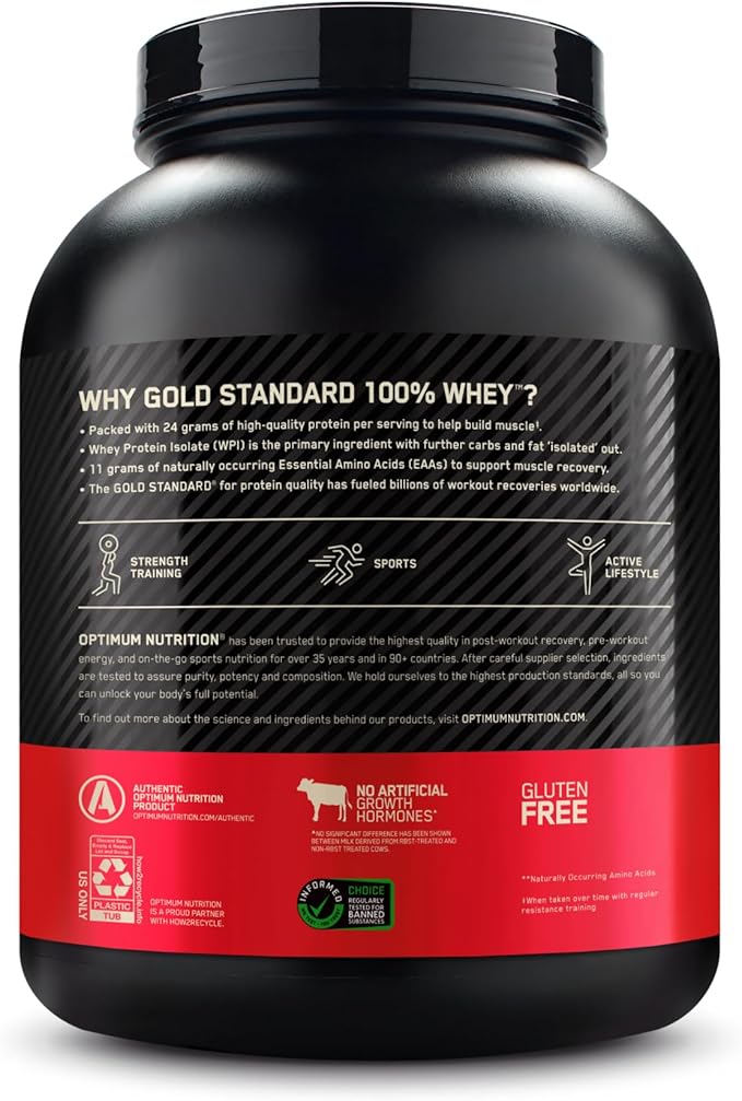 Optimum Nutrition Gold Standard 100% Whey Protein Powder, Delicious Strawberry, 5 Pound (Packaging May Vary)