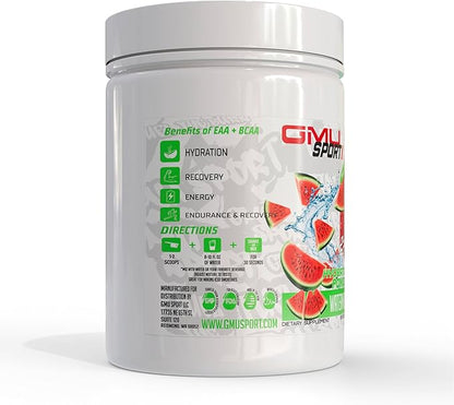 GMU SPORT - BCAA & EAA Hydration & Recovery Powder -Full Essential Amino Acids Profile Hydration Powder for Energy, Fast Recovery & Endurance - 40 Servings, Electrolyte Drink for Athletes (Watermelon)