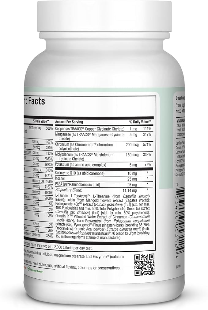 Maxi Health Two Complete - Multivitamins and Minerals - Full Potency - 120 Capsules - Kosher