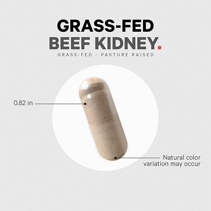Codeage Grass Fed Beef Kidney Supplement - Freeze Dried, Non-Defatted, Desiccated Beef Kidney Glandulars Nutrition Bovine Pills – Pasture Raised Beef Vitamins for Kidney - Non-GMO -180 Capsules