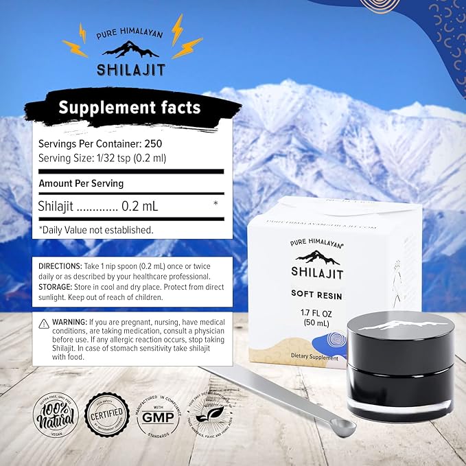 Shilajit by Pure Himalyan Shilajit ®, Grade A Himalayan Soft Resin, Energy & Immune Support, Natural Source of Fulvic Acid & 85+ Trace Minerals Supplement for Men & Women (50ml/1.5 fl oz)