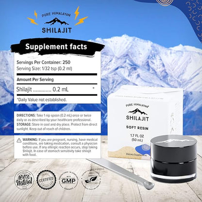 Shilajit by Pure Himalyan Shilajit ®, Grade A Himalayan Soft Resin, Energy & Immune Support, Natural Source of Fulvic Acid & 85+ Trace Minerals Supplement for Men & Women (50ml/1.5 fl oz)