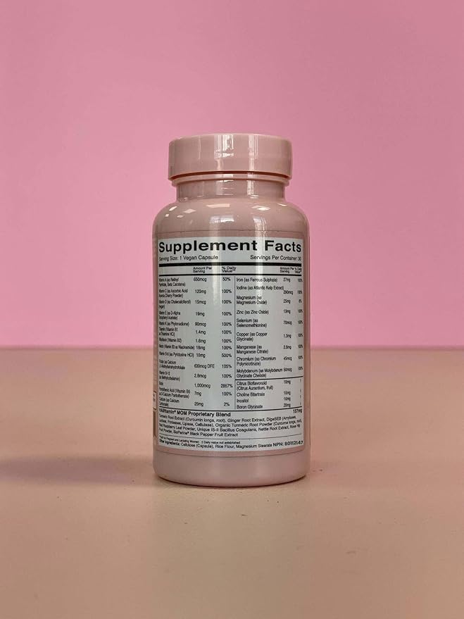 HAIRtamin MOM Vegan Prenatal & Postnatal Multivitamin Capsules & Hair Vitamins, Postpartum, Breastfeeding, Hair Nails, and Skin Vitamins for Women with Biotin, Zinc, Iron (3-Pack)