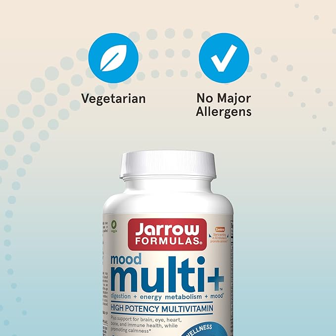 Jarrow Formulas Multi+ Mood Multivitamins for Occasional Stress Resistance, 60 Tablets, 30 Day Supply