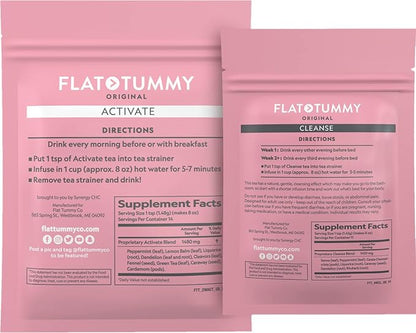 Flat Tummy Detox Tea (4 Week Program) – 2-Step Detox Tea to Boost Energy & Reduce Bloating* - All Natural Detox Cleanse w/Green Tea, Lemon Balm, Dandelion, Fennel, & More - Digestion support (5 Pack)