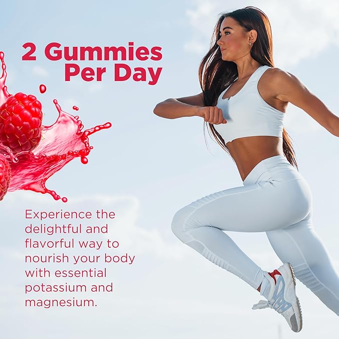 Potassium Magnesium Gummies with Vitamin D3 B6 C - High Absorption Potassium 99mg Magnesium Glycinate 250mg Chewable Supplements for Women Men Adults Kids