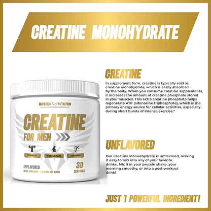 Creatine Powder for Men - Creatine for Men - Muscle Builder for Men - Creatine - Creatine Monohydrate - Creatine Powder - Creatine Monohydrate Powder - Creatine Monohydrate for Men - 30 Servings