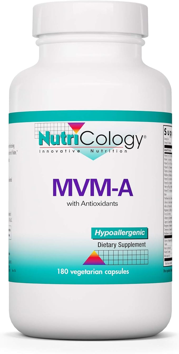 Nutricology MVM-A Supplement - Multivitamin for Men & Women, with Iron, Daily Vitamins, for Adults, High Potency, Bioavailable, Vegetarian Capsules - 180 Count